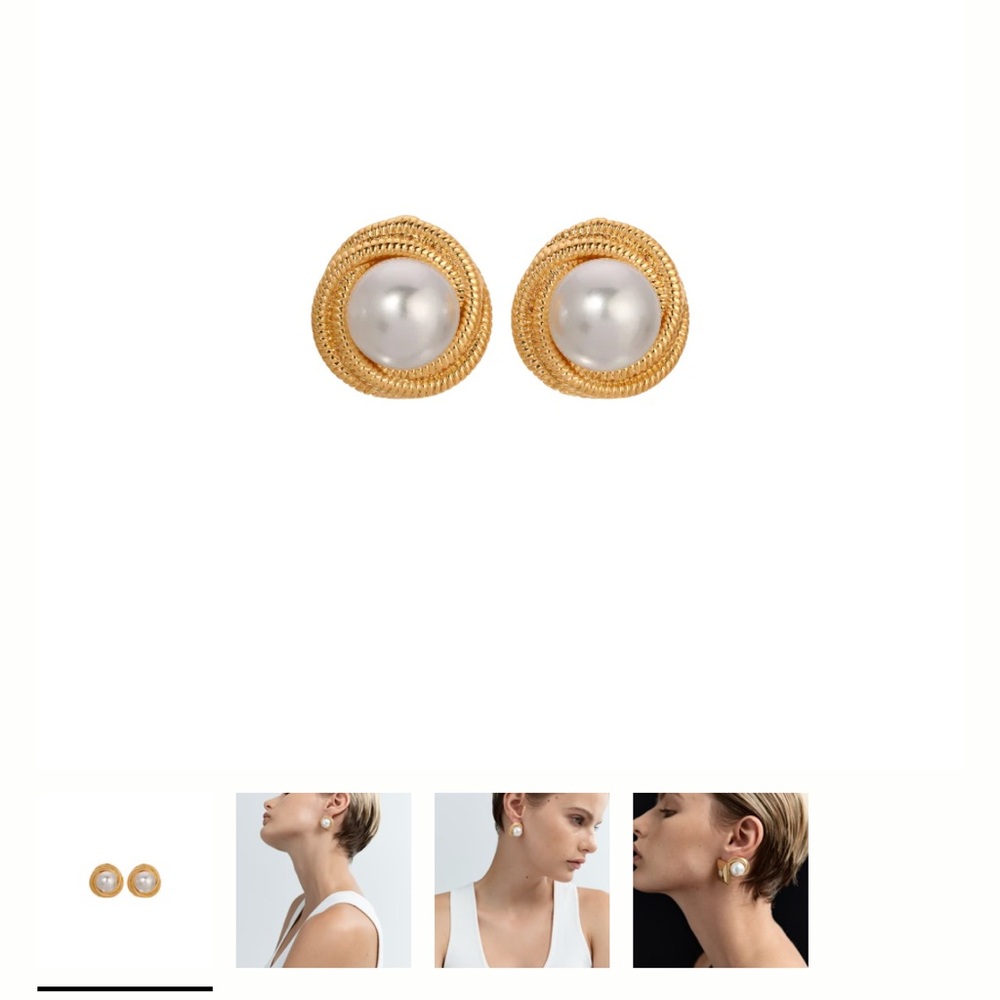 Gold and White Minimalist Stud Earrings